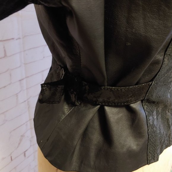 Vintage Chia Womens Leather Jacket Size M Medium Cropped Cinch Waist "Snakeskin" - Picture 6 of 12